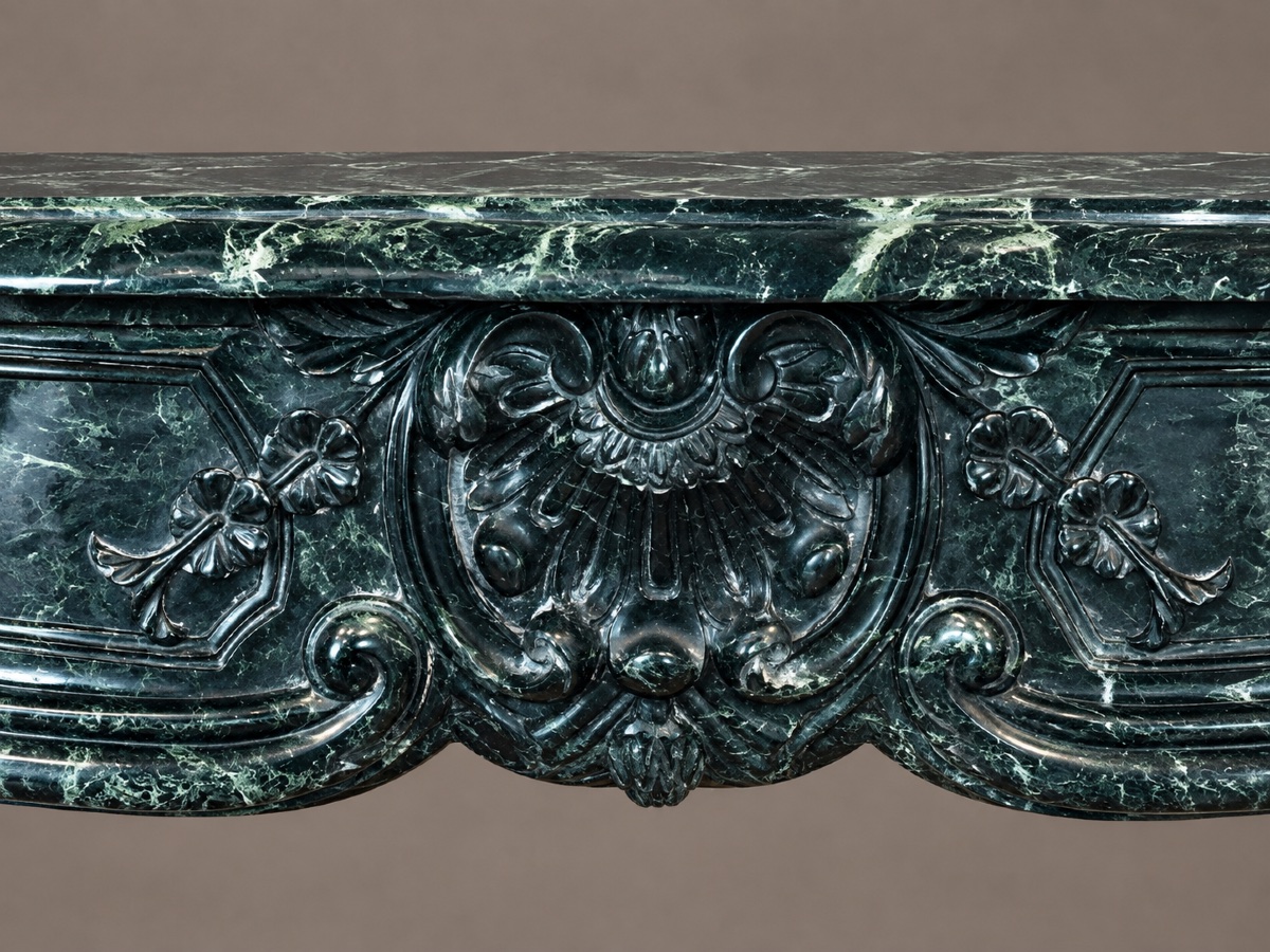Louis XV-style Green Marble Fireplace Dating From The End Of XIXth Century -photo-2