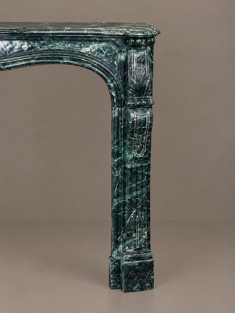 Louis XV-style Green Marble Fireplace Dating From The End Of XIXth Century -photo-4