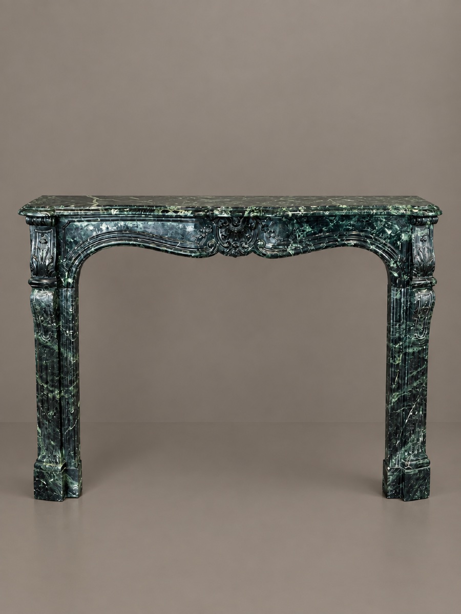 Louis XV-style Green Marble Fireplace Dating From The End Of XIXth Century 