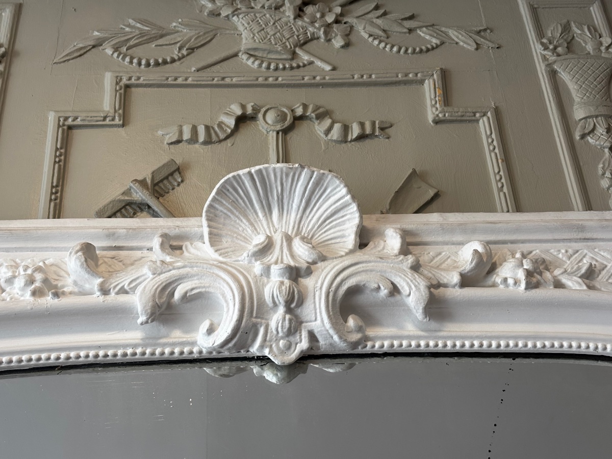 Painted Louis XV-style Mantel Mirror Dating From The Late 19th Century -photo-2