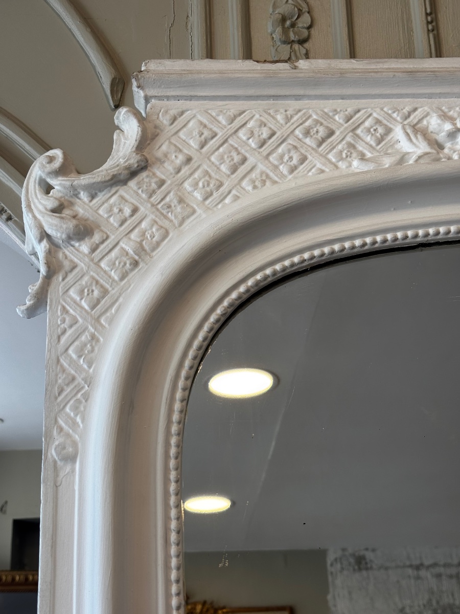 Painted Louis XV-style Mantel Mirror Dating From The Late 19th Century -photo-3