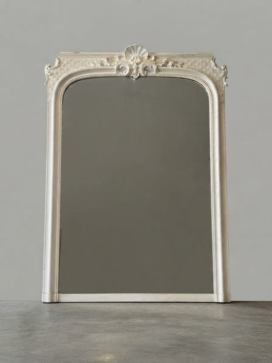 Painted Louis XV-style Mantel Mirror Dating From The Late 19th Century 