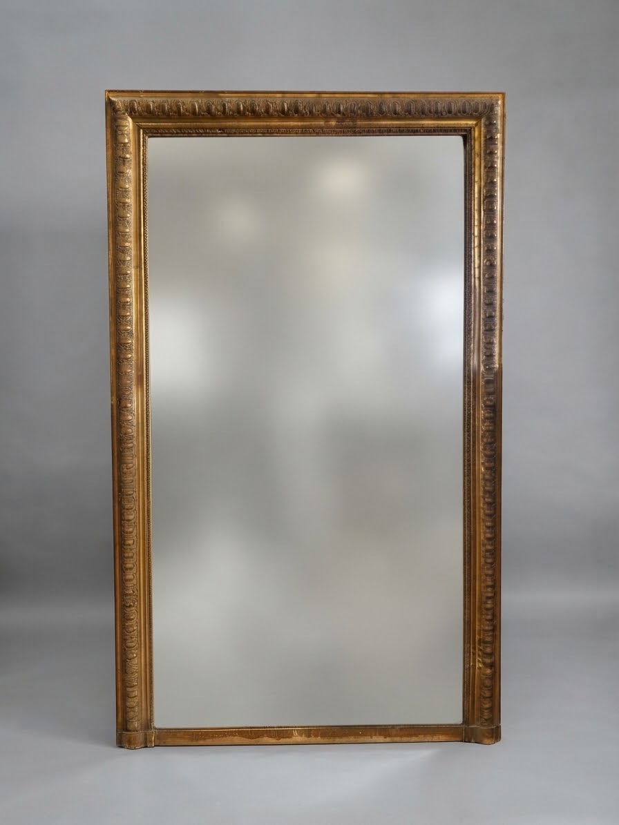 Paire de miroirs de cheminées de style Louis XVI dorés datant de la fin du XIXeme siècle -photo-2