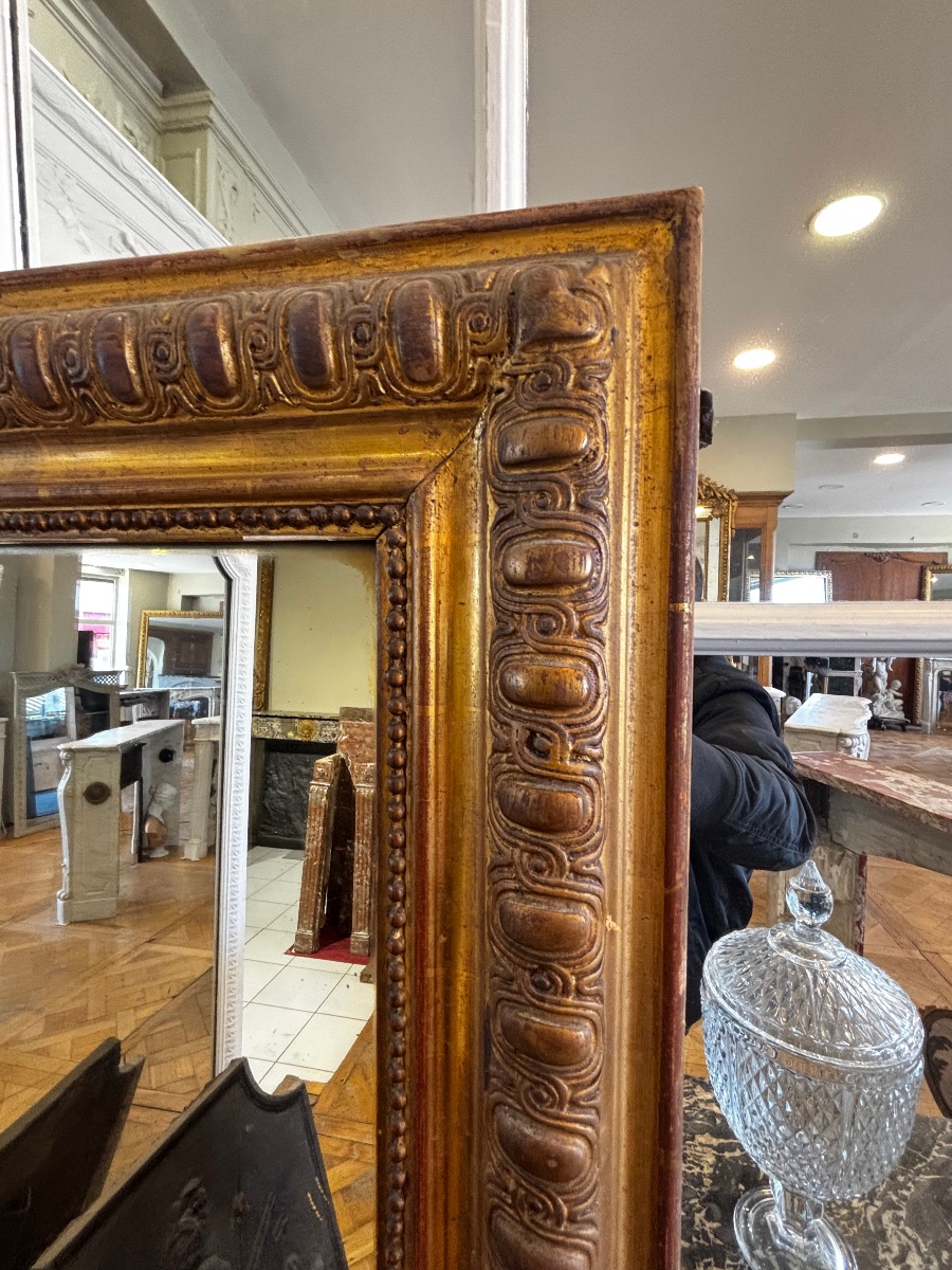Paire de miroirs de cheminées de style Louis XVI dorés datant de la fin du XIXeme siècle -photo-2
