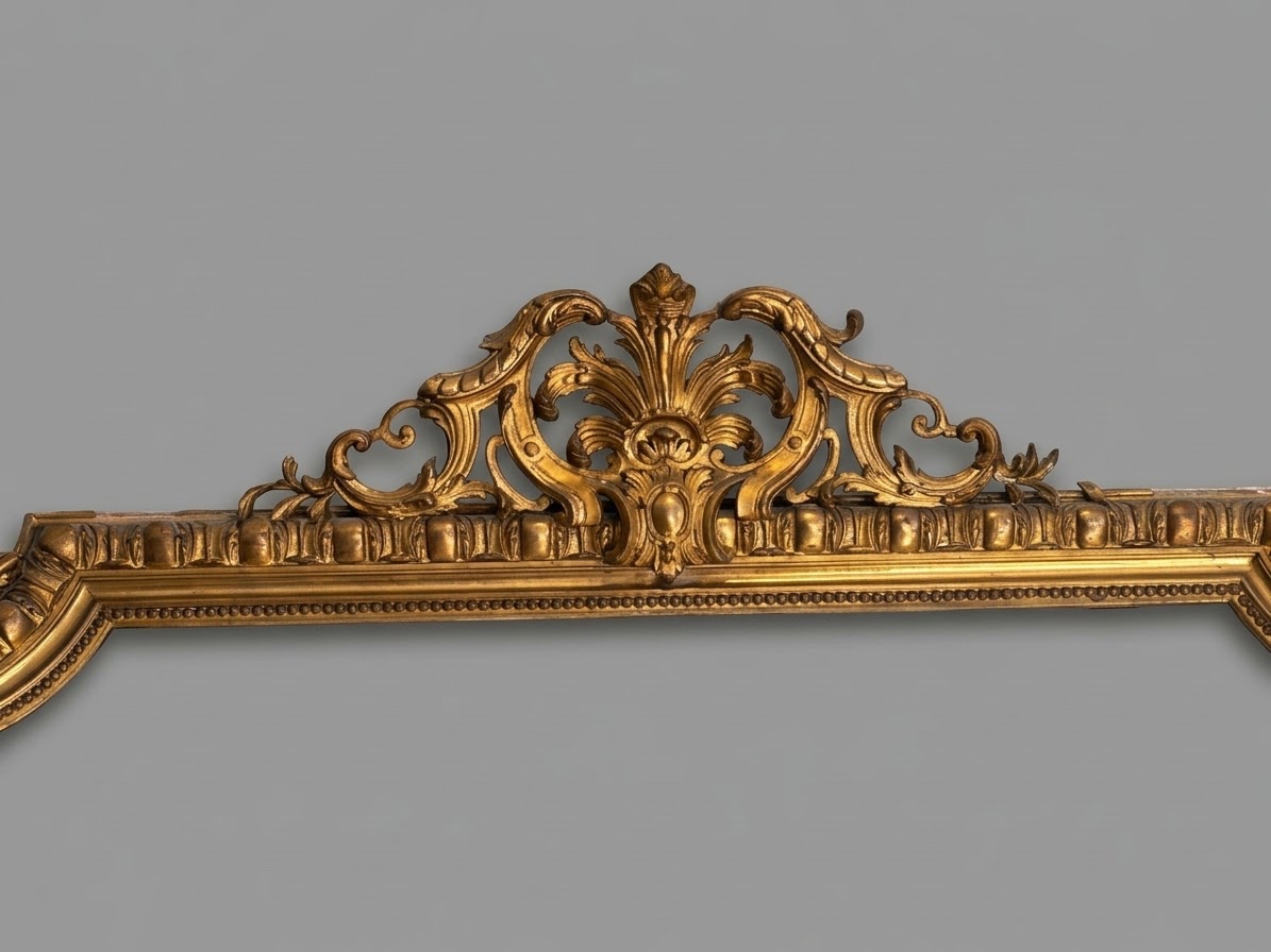 Louis XV-style Wooden And Gilded Stucco Mantel Mirror Dating From The Late 19th Century -photo-3