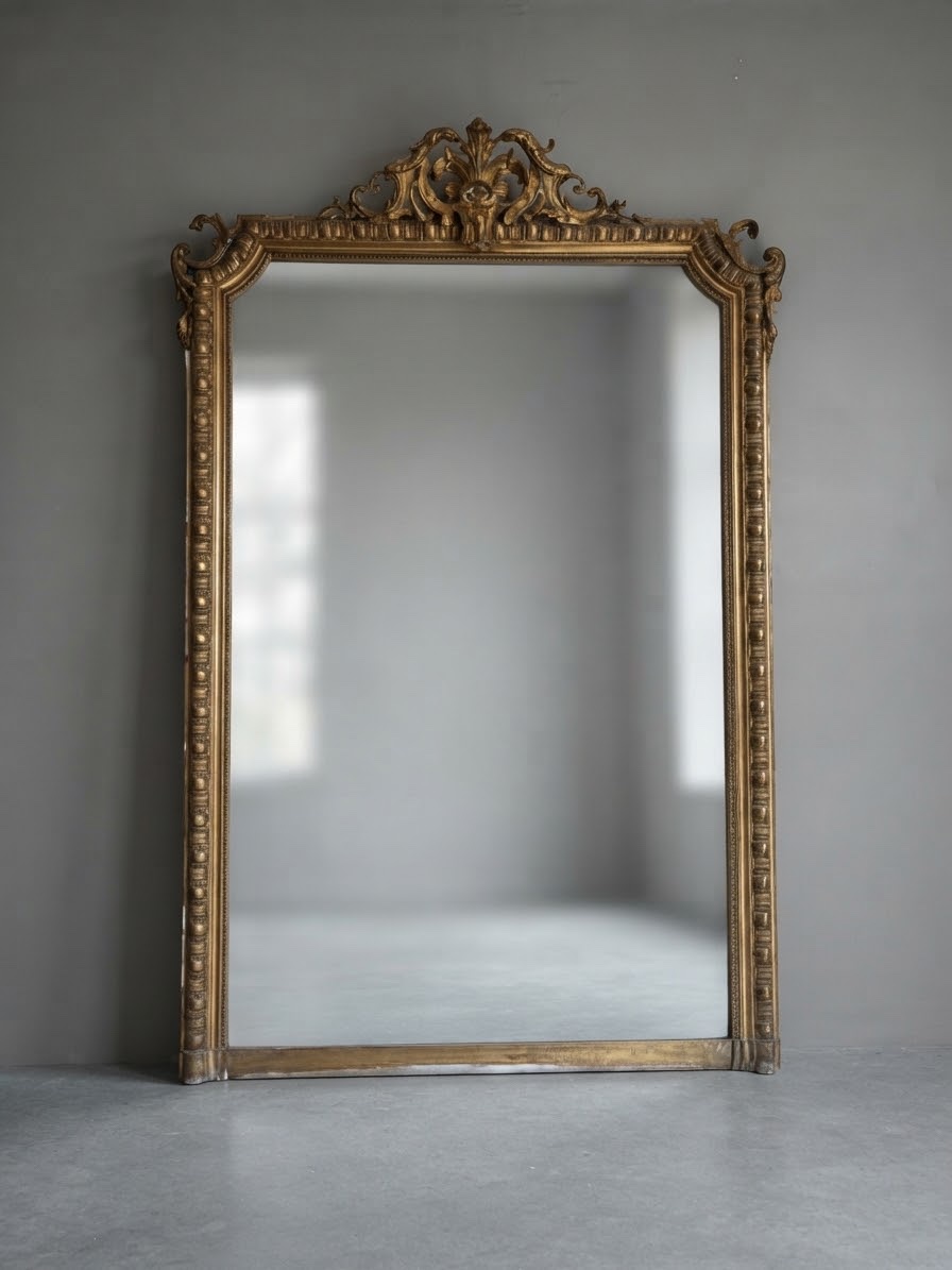 Louis XV-style Wooden And Gilded Stucco Mantel Mirror Dating From The Late 19th Century 