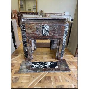 Beautiful Antique Art Deco Period Fireplace Made In Grand Antique Black Marble And Breccia