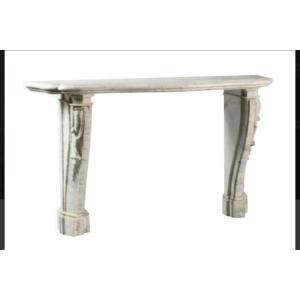 Beautiful Antique Console Table In Louis XV Rocaille Style In Carrara Marble Dating From The End Of The 19th Century