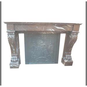 Pair Of Antique Empire Style Fireplaces Said With Lion Paws Late 19th Century