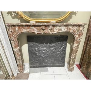 Fine And Elegant Antique Louis XV Period Fireplace Made In Royal Red Marble