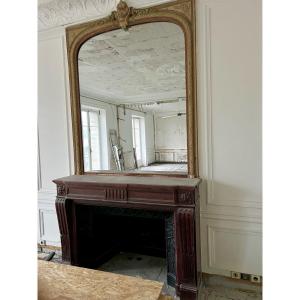 Cheminée Ancienne De Style Louis XVI Réalisée En Marbre Rouge Griotte Fin XIXeme