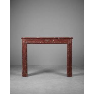 Antique Louis XVI Style Fireplace Made Of Red Griotte Marble Dating From The 19th Century