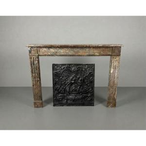 Antique Louis XVI Style Fireplace Made Of Red Marble Dating From The 19th Century