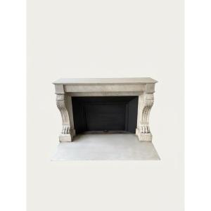 Cheminée Ancienne De Style Empire Réalisée En Marbre De Carrare Blanc Fin Du XIXeme Siècle