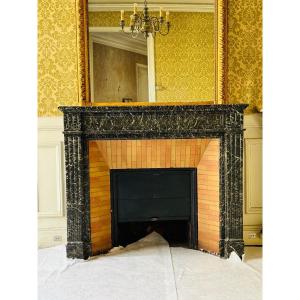 Louis XVI Style Saint Anne Grey Marble Fireplace Dating From The Late 19th Century 