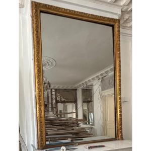 Very Large Gold Leaf Gilded Fireplace Mirror, Louis XVI Style, 19th Century  