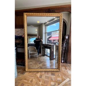 Very Large Gold Leaf Mirror, Louis XVI Style, 19th Century