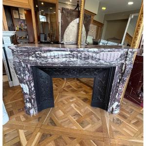 Pair Of Louis XVI Napoleon III Breche Violette Marble Fireplaces