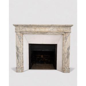 Antique Louis XVI Style Fireplace Made Of Arabescato Marble, Late 19th Century 