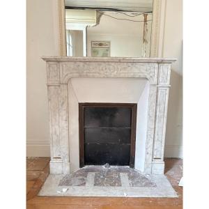Pair Of Small Carrara White Marble Fireplaces Dating From The Late 19th Century 