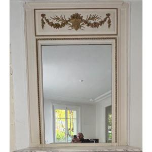 Trumeau peint de cheminée de style Louis XVI fin du XIXeme siècle 