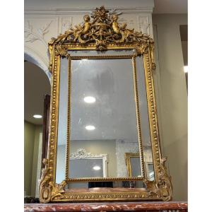 Louis XVI Style Gilt-fronted Mirror Dating From The Late 19th Century 