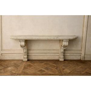 Importante console murale en marbre Blanc De Carrare sculptée style Louis XVI XIXeme siècle 