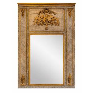 Louis XVI Period Trumeau In Wood Carved In Imitation Marble
