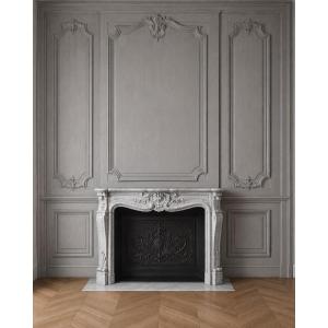An Antique, Finely Carved White Carrara Marble Mantelpiece Dating From The 19th Century