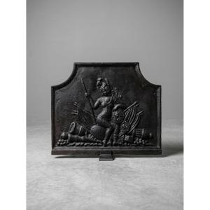 Plaque de cheminée ancienne en fonte Allégorie de la Guerre