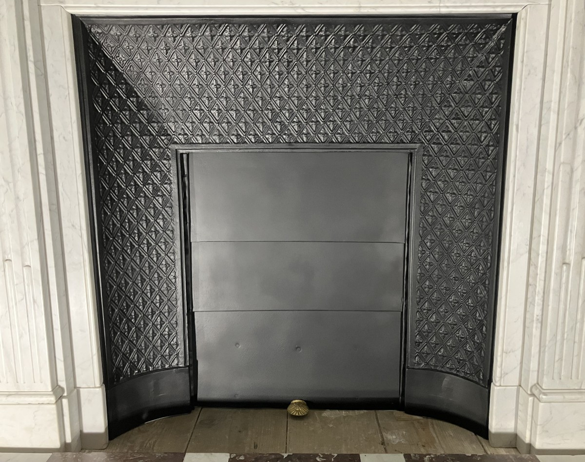 Antique Louis XVI Style Fireplace In Veined White Marble.-photo-2