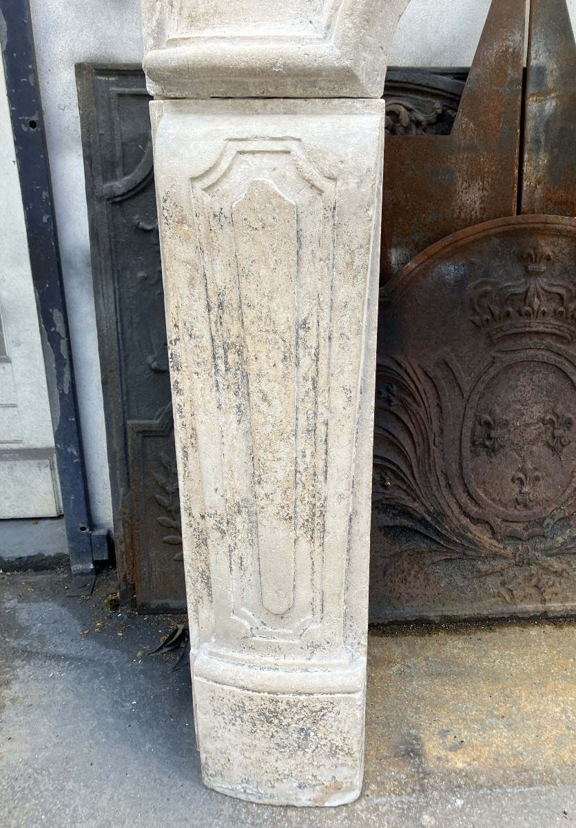 Large Antique Louis XV Stone Mantel.-photo-4