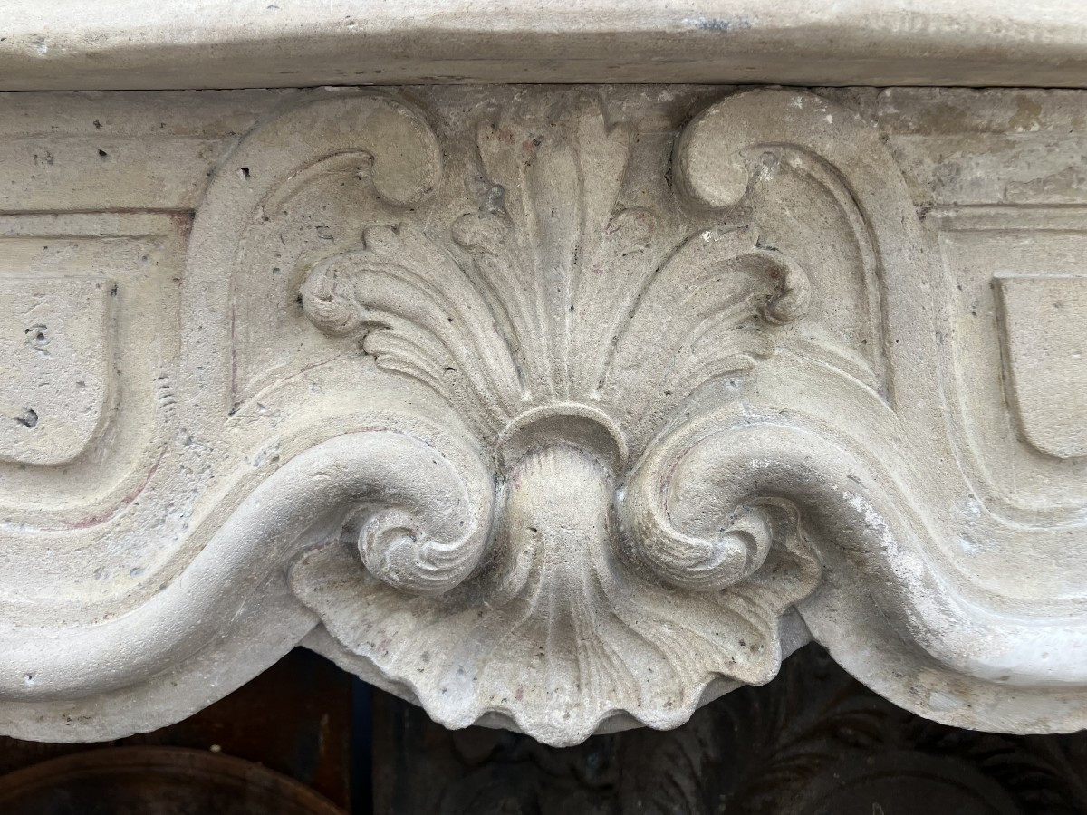 Large Antique Louis XV Stone Mantel.-photo-3
