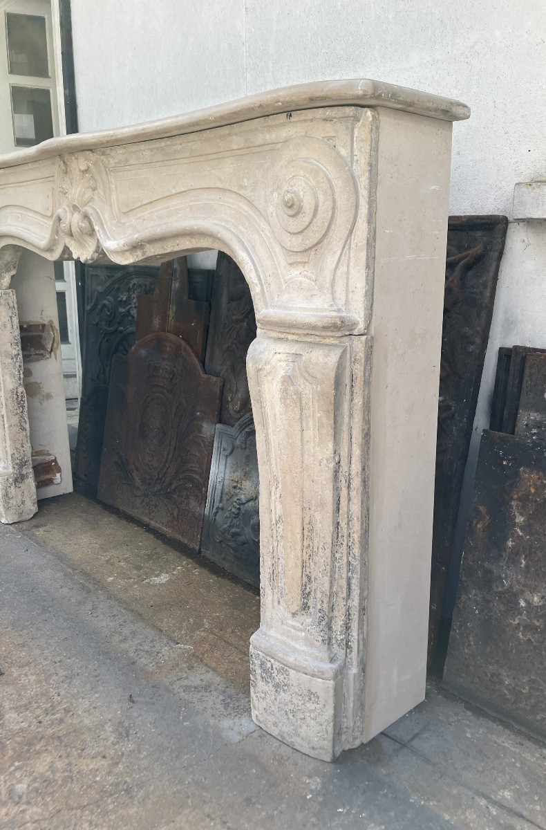 Large Antique Louis XV Stone Mantel.-photo-7