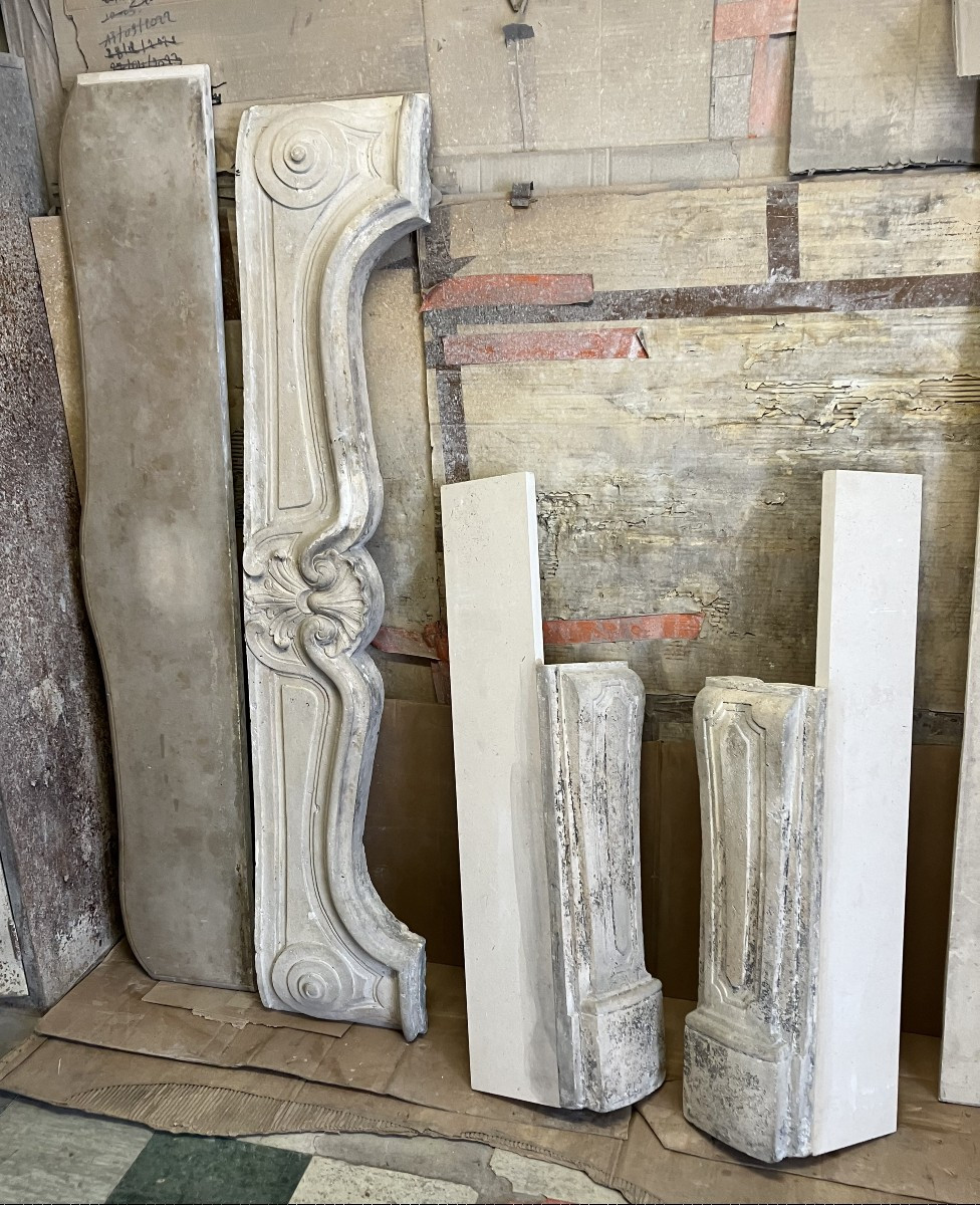 Large Antique Louis XV Stone Mantel.-photo-8