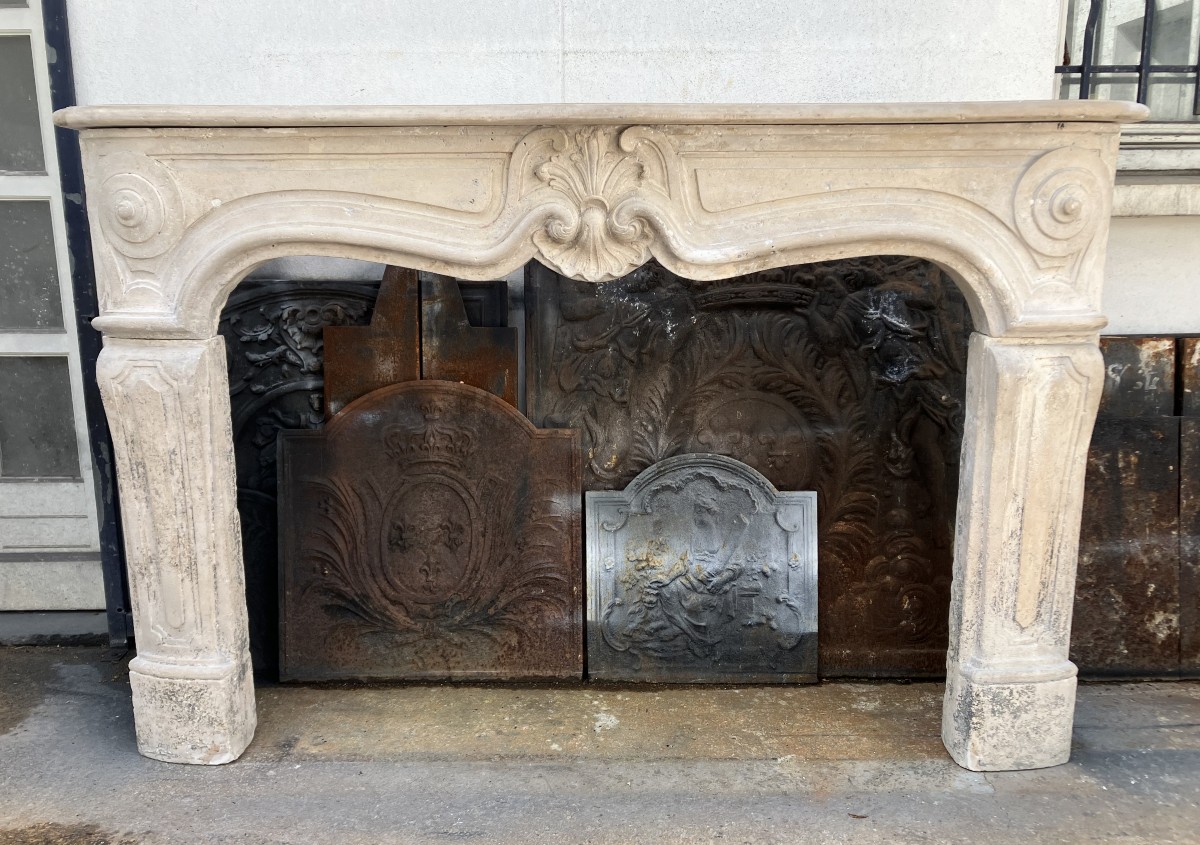 Large Antique Louis XV Stone Mantel.