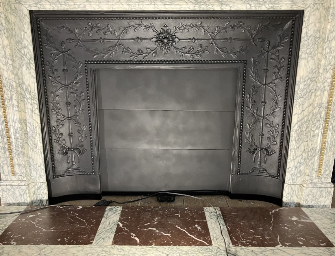 Antique Fireplace With Louis XVI-style Bronze Fittings, Made Of Estours Green Marble.-photo-2