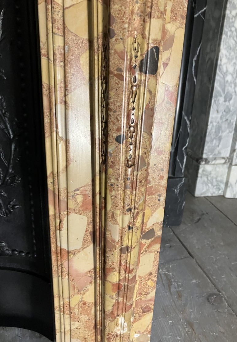 Antique Louis XVI Fireplace In Aleppo Breccia Marble-photo-2