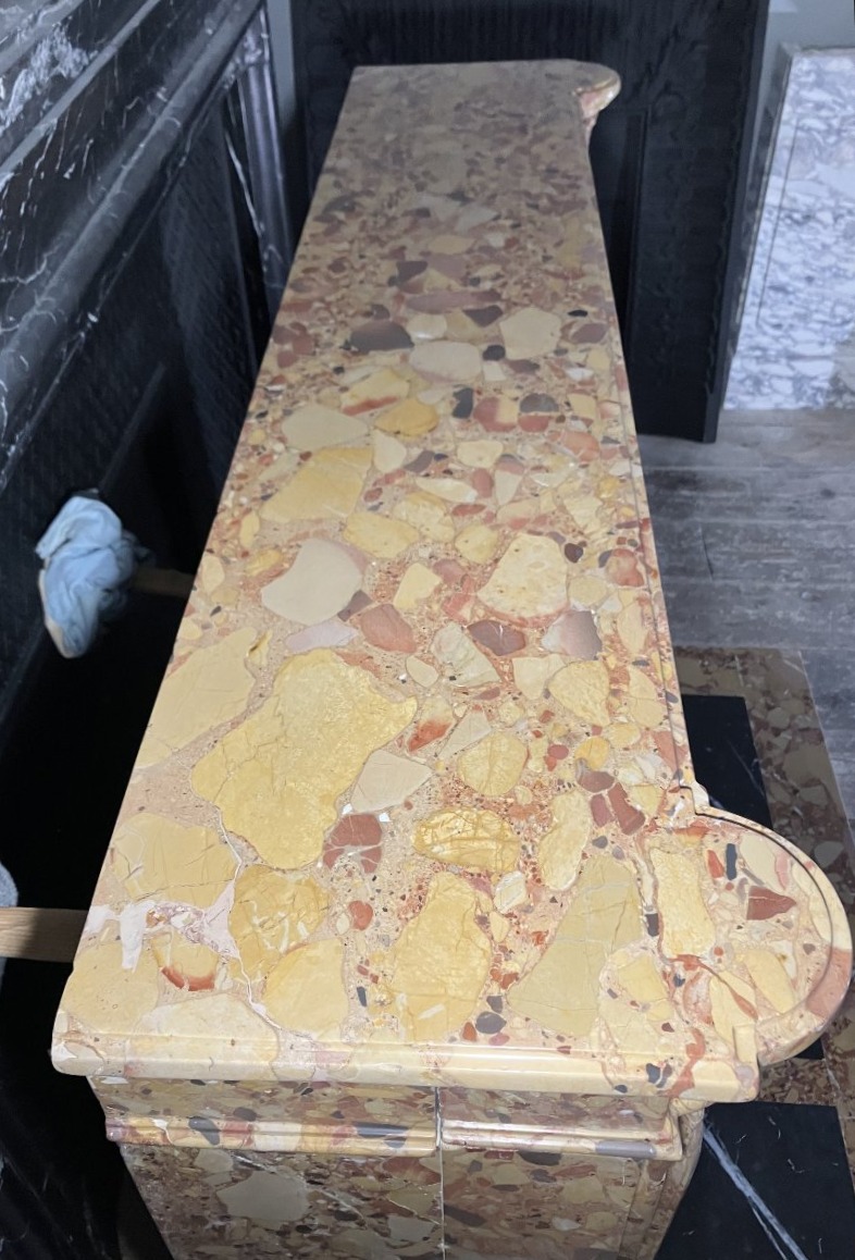 Antique Louis XVI Fireplace In Aleppo Breccia Marble-photo-5