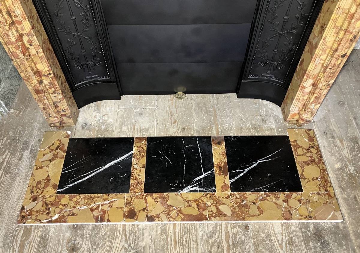 Antique Louis XVI Fireplace In Aleppo Breccia Marble-photo-6