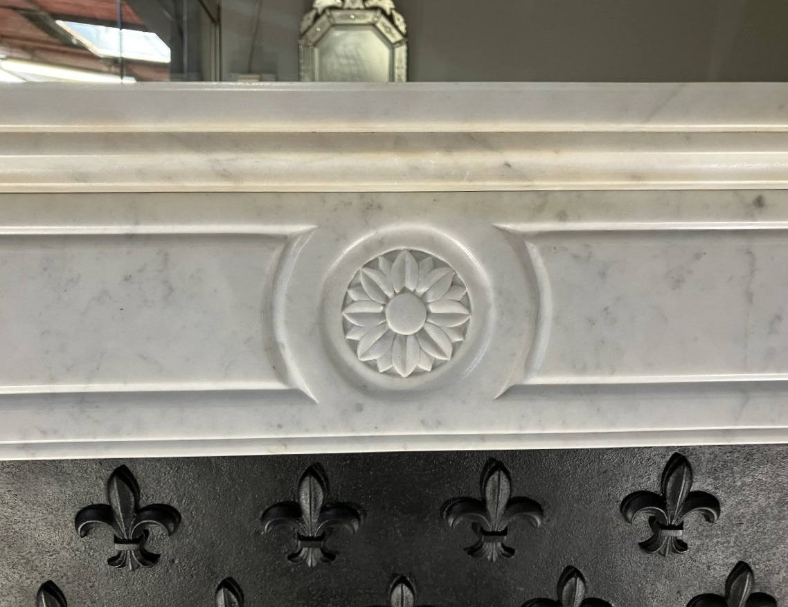 Antique Louis XVI-style Fireplace Made Of Veined White Marble.-photo-2