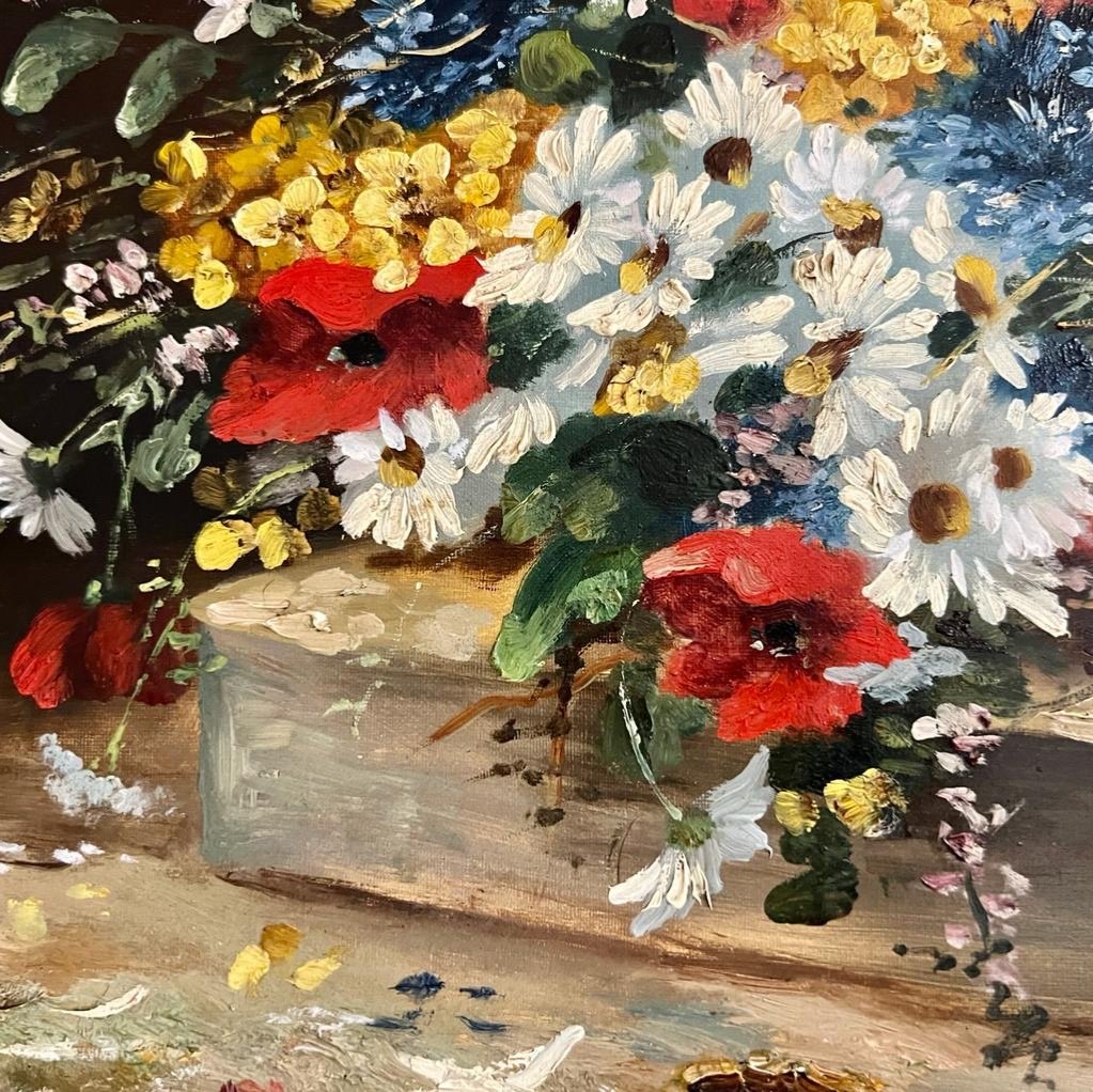 Painting Of Flowers By Henri Cauchois XIX Ieme-photo-1