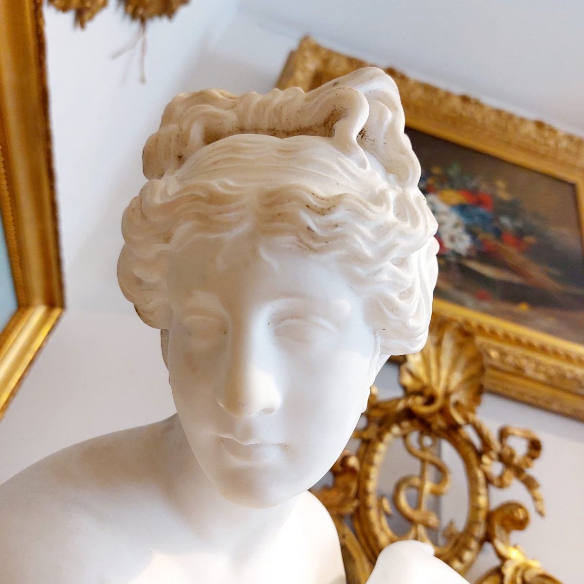 Carrara Marble Sculpture Of A Diana In The Bath End XIX Ieme-photo-1