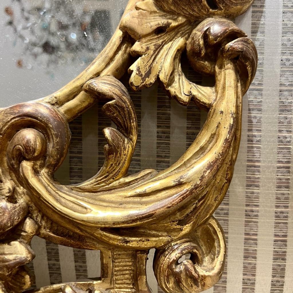 Pair Of Italian Mirrors In Golden Wood Eighteenth Century-photo-2