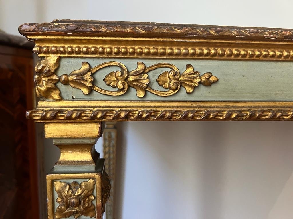 Middle Table Or Louis XVI Style Desk In Lacquered And Gilded Wood XIXth Century-photo-1