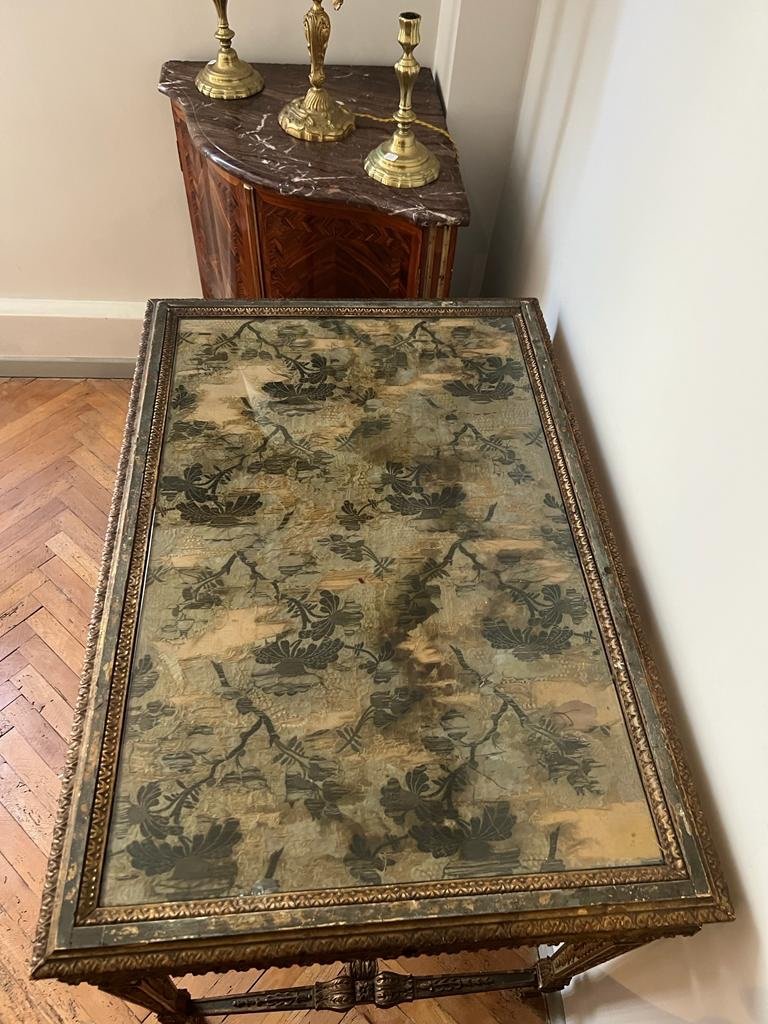 Middle Table Or Louis XVI Style Desk In Lacquered And Gilded Wood XIXth Century-photo-4