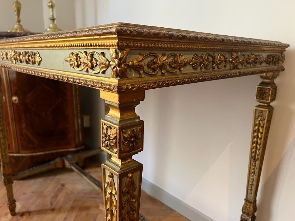 Middle Table Or Louis XVI Style Desk In Lacquered And Gilded Wood XIXth Century-photo-7