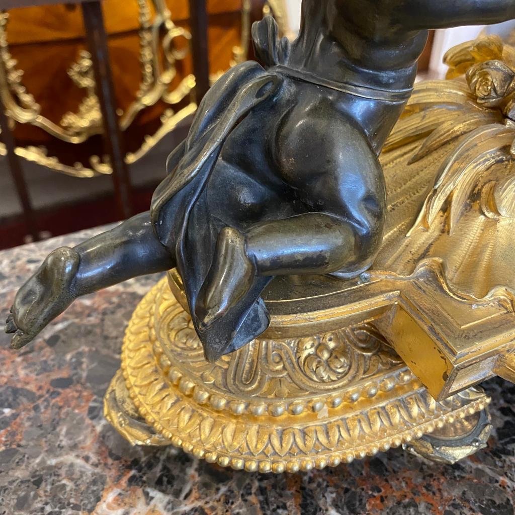 Grand Centre De Table En Bronze Doré Et Cristal Décors Aux Puttis De La Maison  Picard XIX Ieme-photo-6