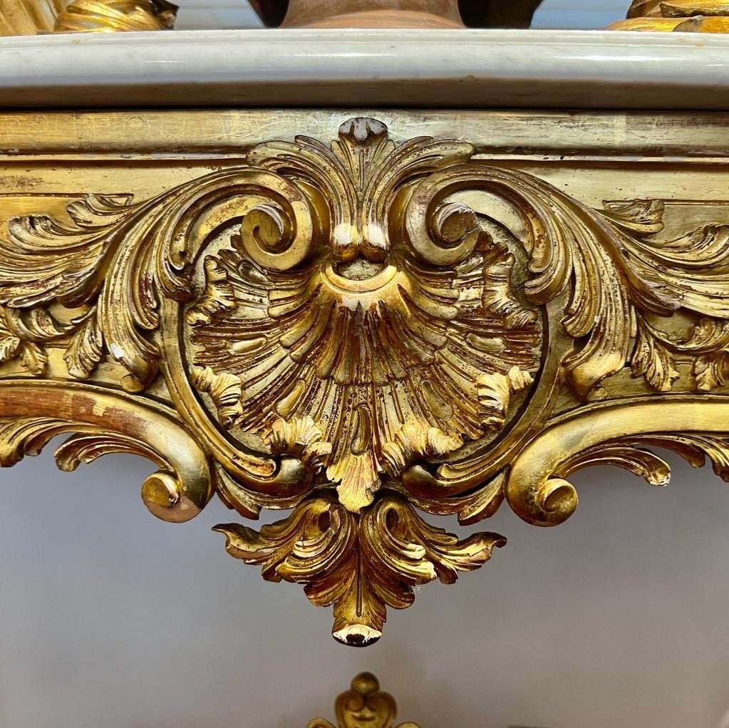 Grande Console D’apparat Napoléon Ili En Bois Doré -photo-3