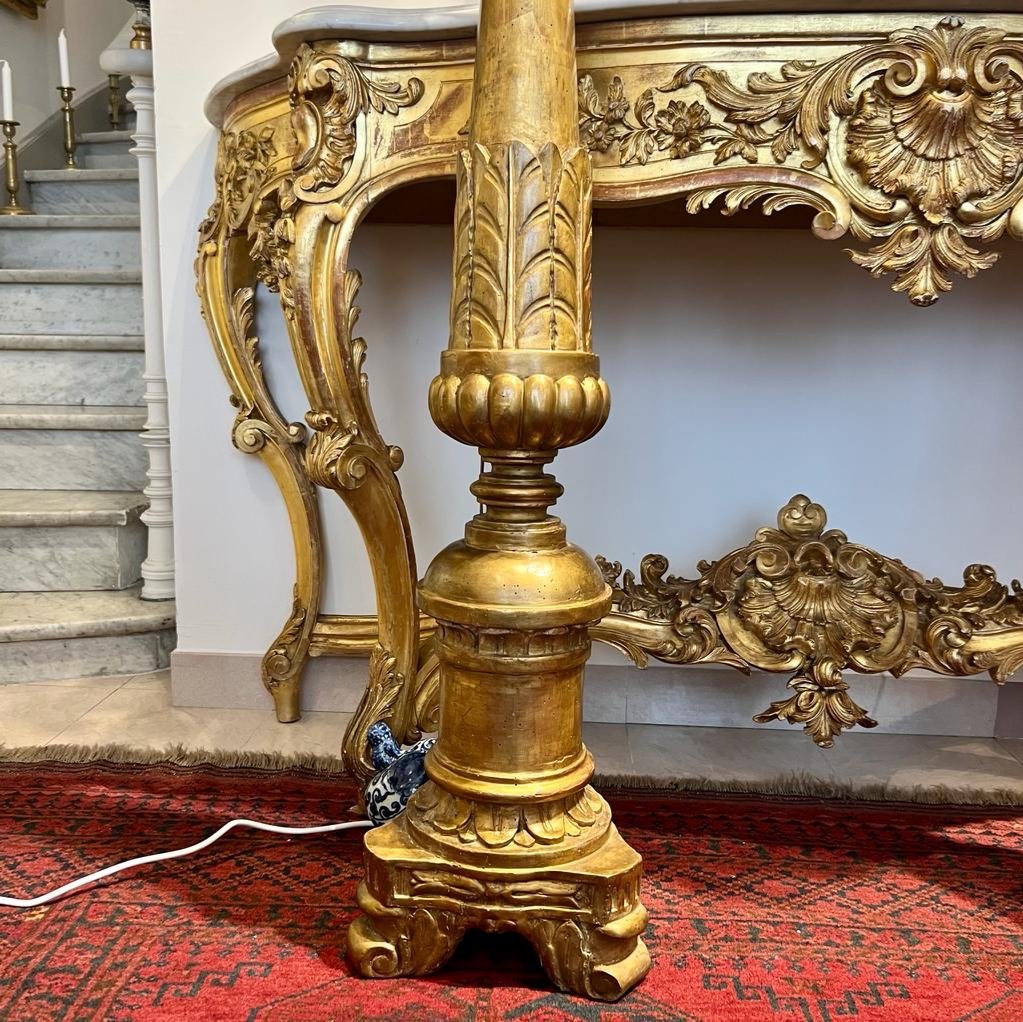 Pair Of Torchiere Doors In Golden Wood From The 18th Century-photo-7